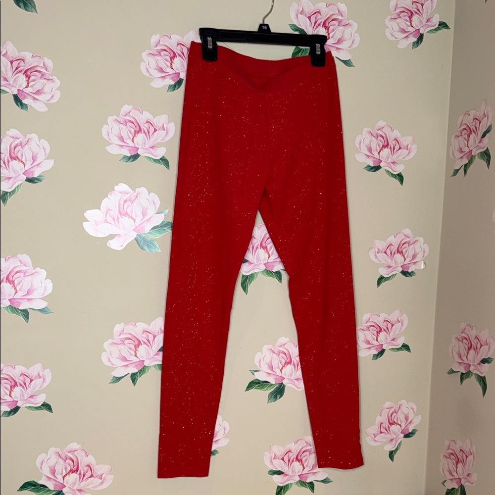 Cat & Jack Glittery Red Leggings.  E-4